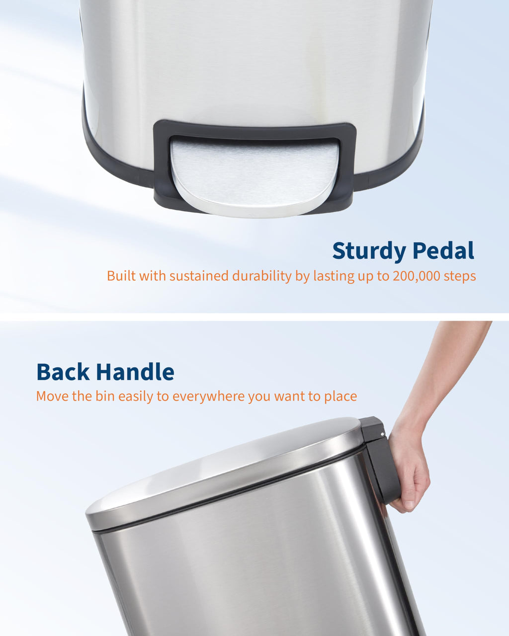 50L Stainless Steel Step Trash Can with Lid P29139