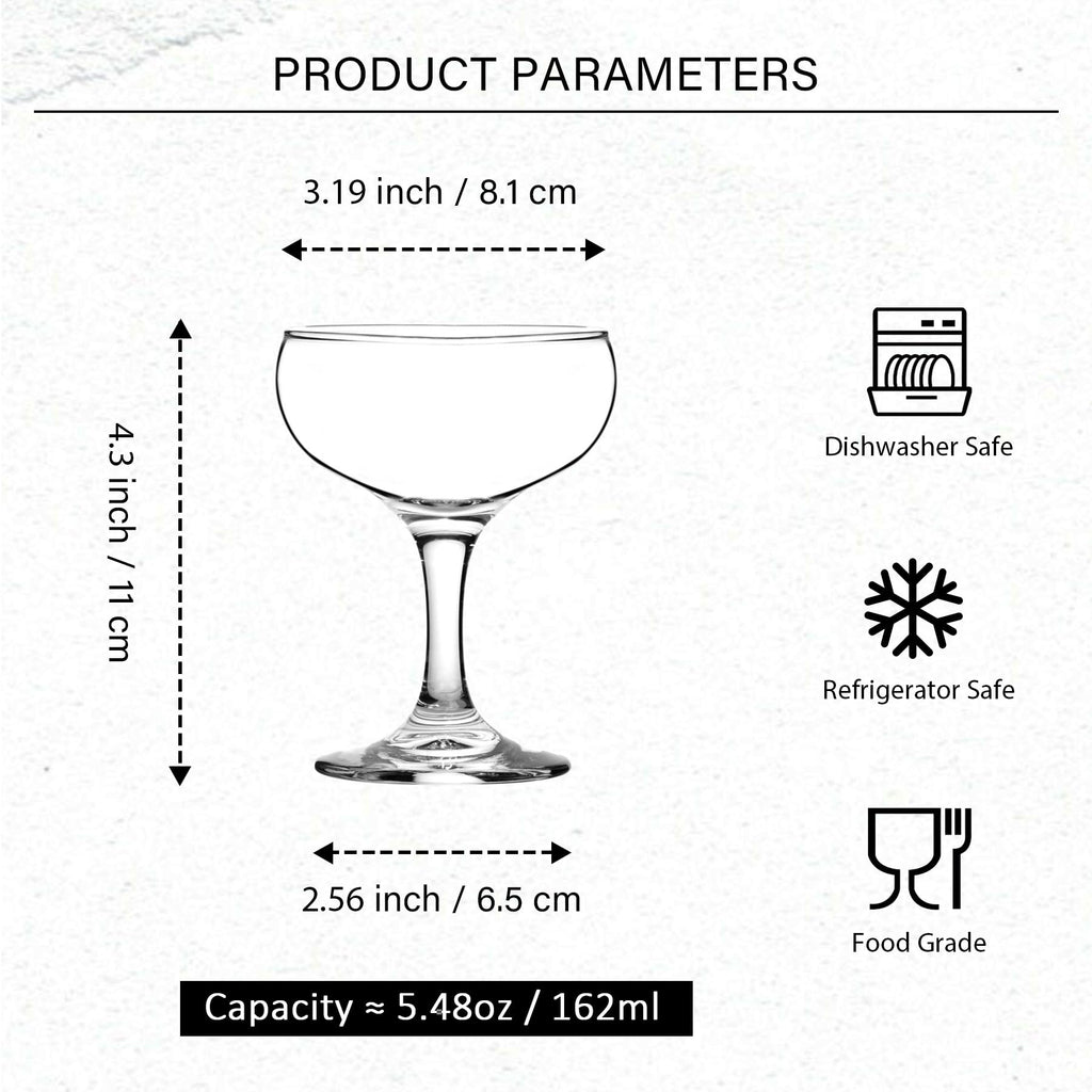 Clear 5 Ounce Stemmed Cocktail Glasses Set of 6 Z102