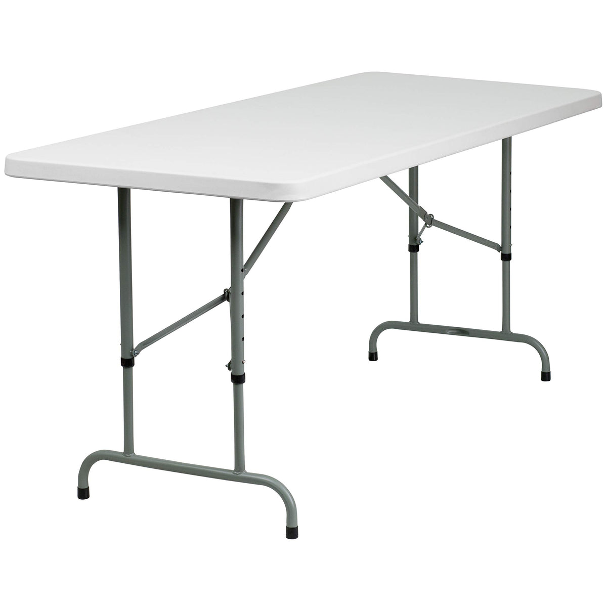 6-Foot Height Adjustable Granite White Plastic Folding Table B6242