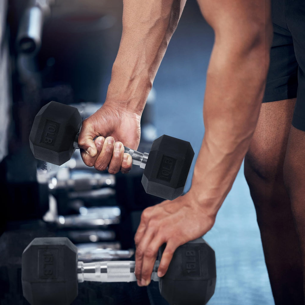 Rubber Encased Hex Dumbbells R711