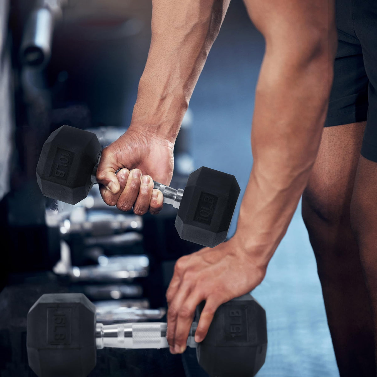 Rubber Encased Hex Dumbbells R711