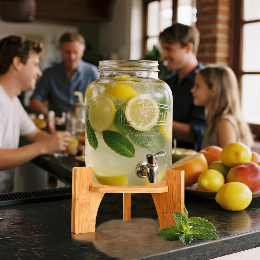 Natural Bamboo Wood Drink Dispenser Stand J403