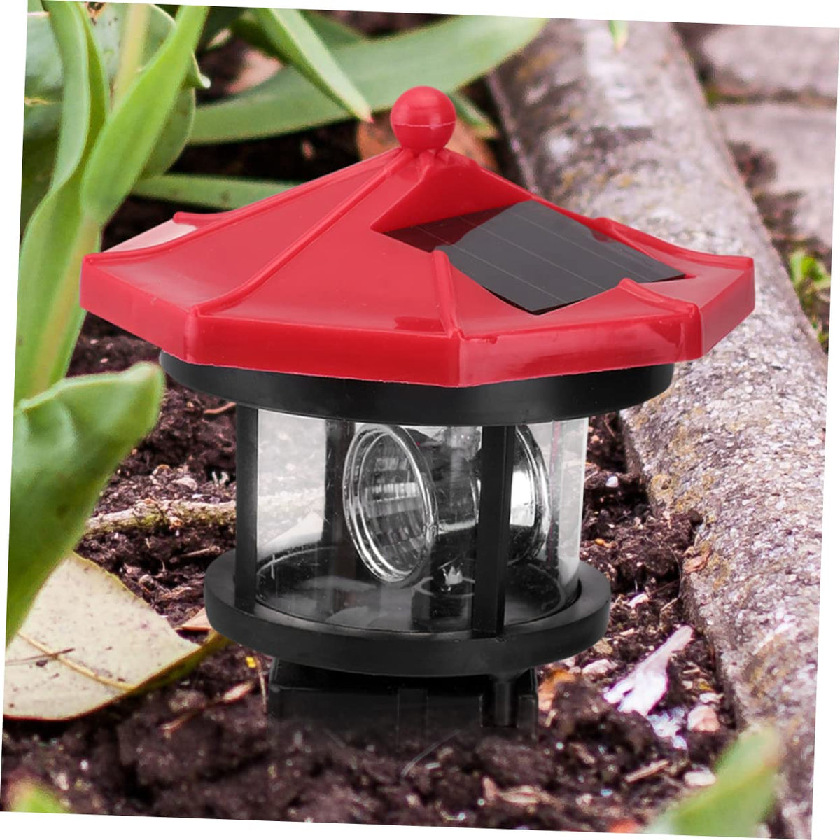 Solar Lighthouse Rotating Lamp Resin Garden Decorative Lights D1610