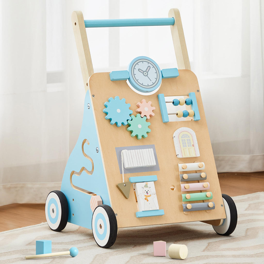Blue Wooden Baby Walker with Activity Center Z509962