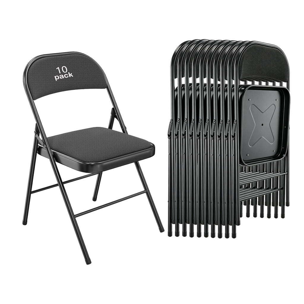 10 Pack Black Padded Folding Chairs Z327198