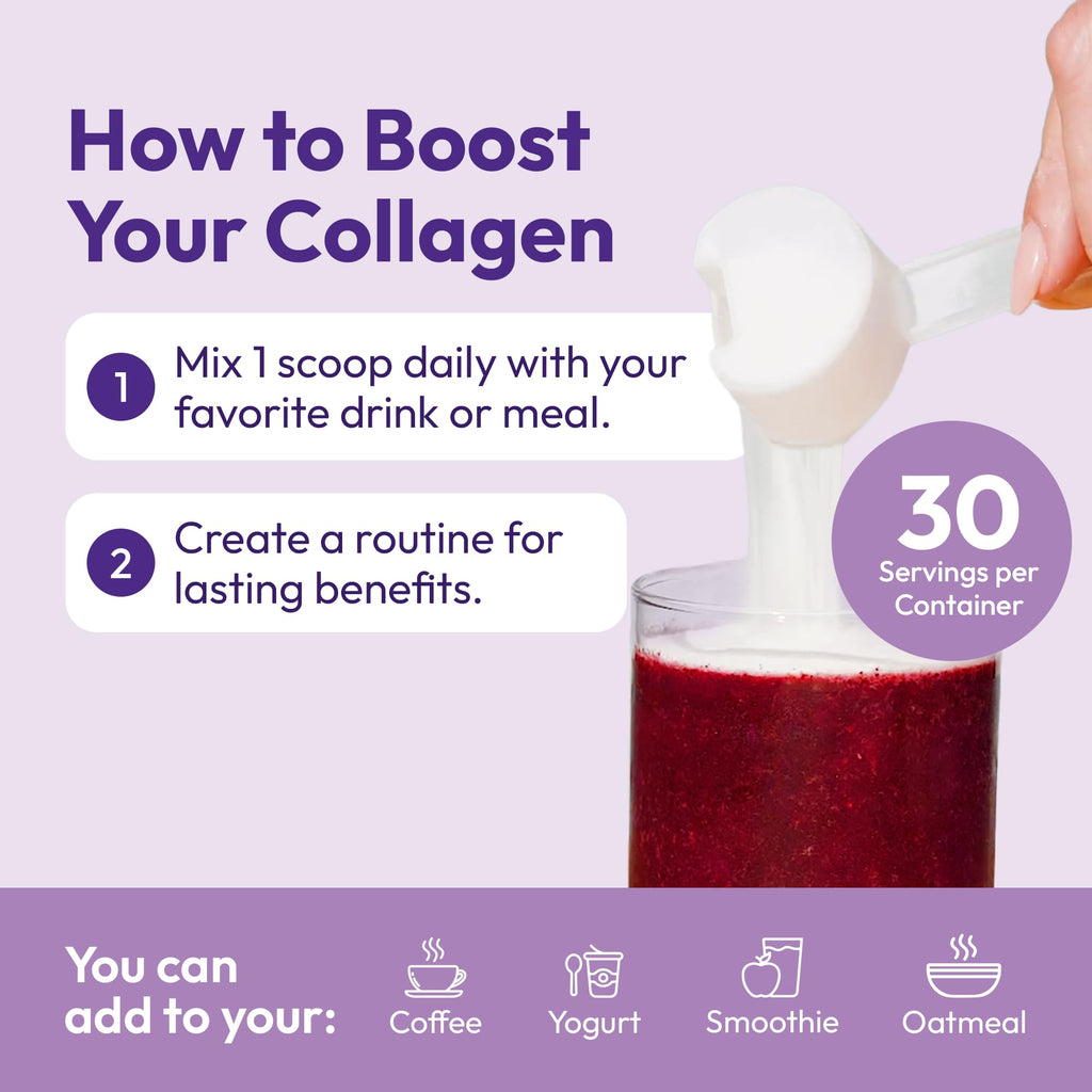 Hydrolyzed Collagen Peptides Type I & III with Vitamin C, Hyaluronic Acid, Biotin, Unflavored Powder, 30 Servings V176370
