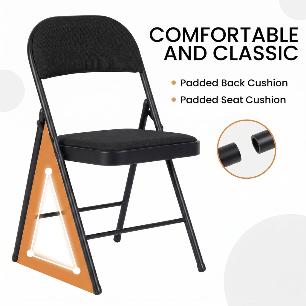 10 Pack Black Padded Folding Chairs Z327198