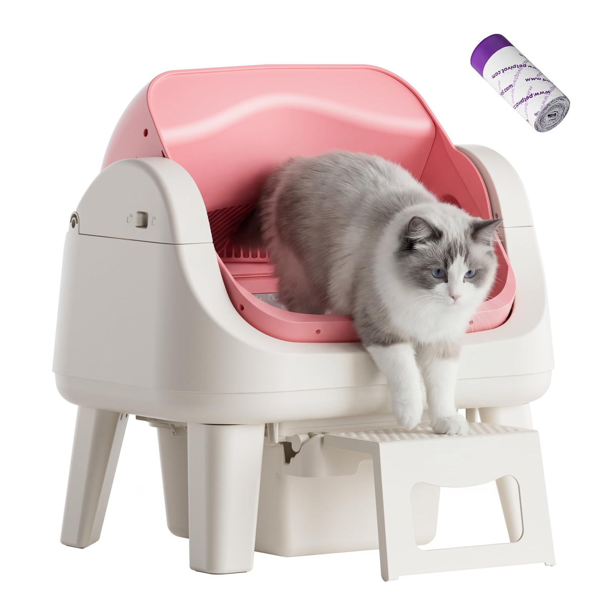 Self Cleaning Open Top Automatic Cat Litter Box Pink V100