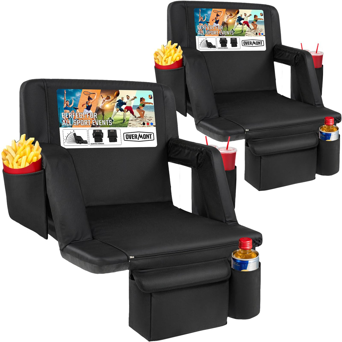 Stadium Seat with Back Support and Armrests 2-Pack L688