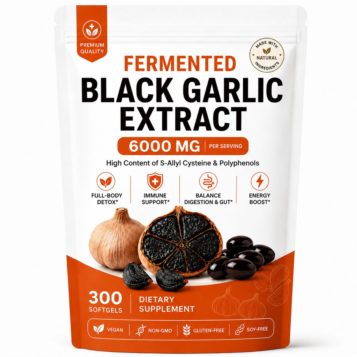 Black Garlic Extract Capsules, 300 Softgels W466639