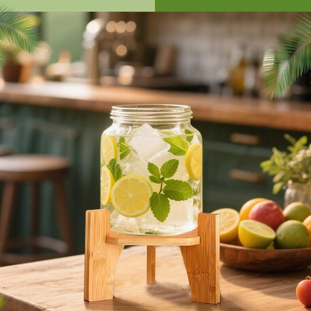 Natural Bamboo Wood Drink Dispenser Stand J403
