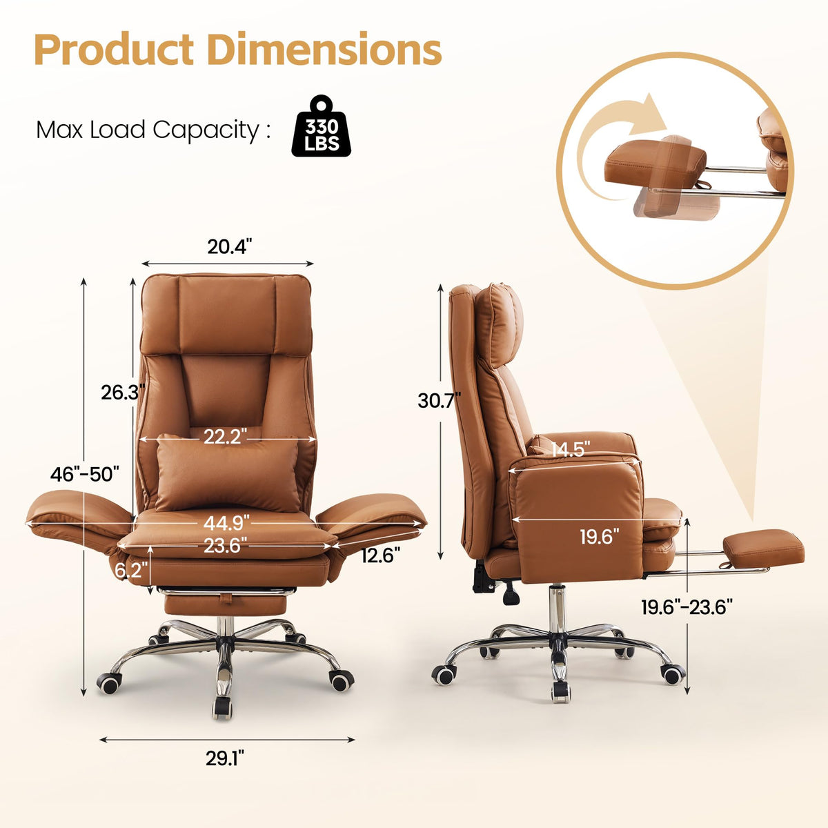 Big and Tall Office Chair with Footrest Y6282