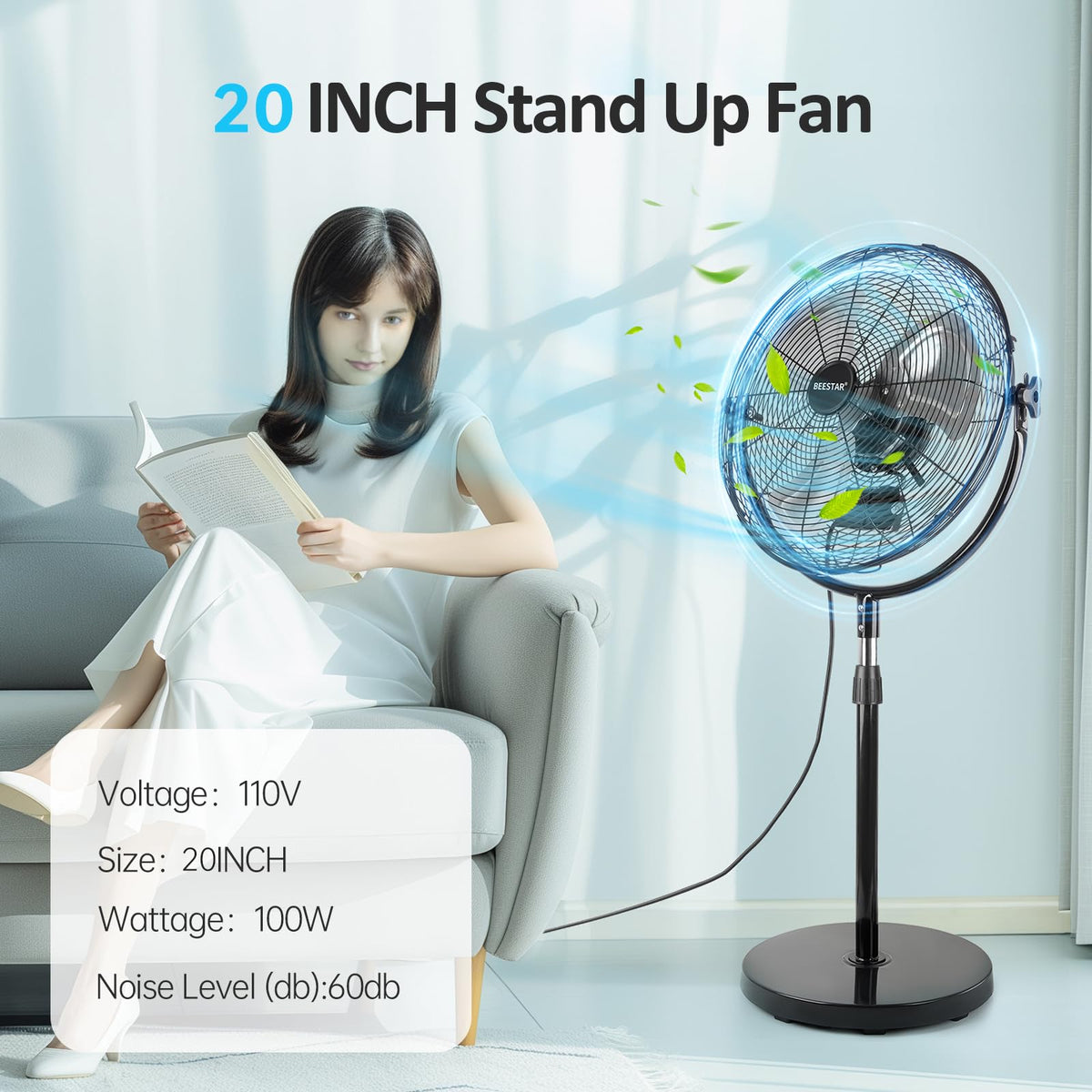 20 Inch Heavy Duty High Velocity Metal Stand Pedestal Fan E30832