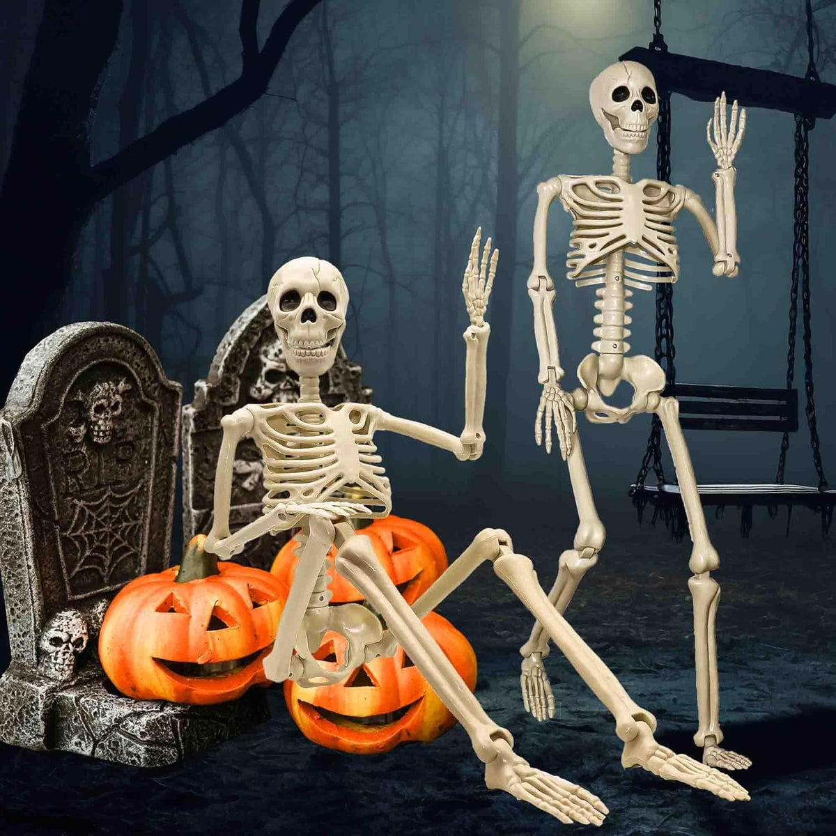 2-Pack 67" Posable Skeletons with Movable Joints I743740