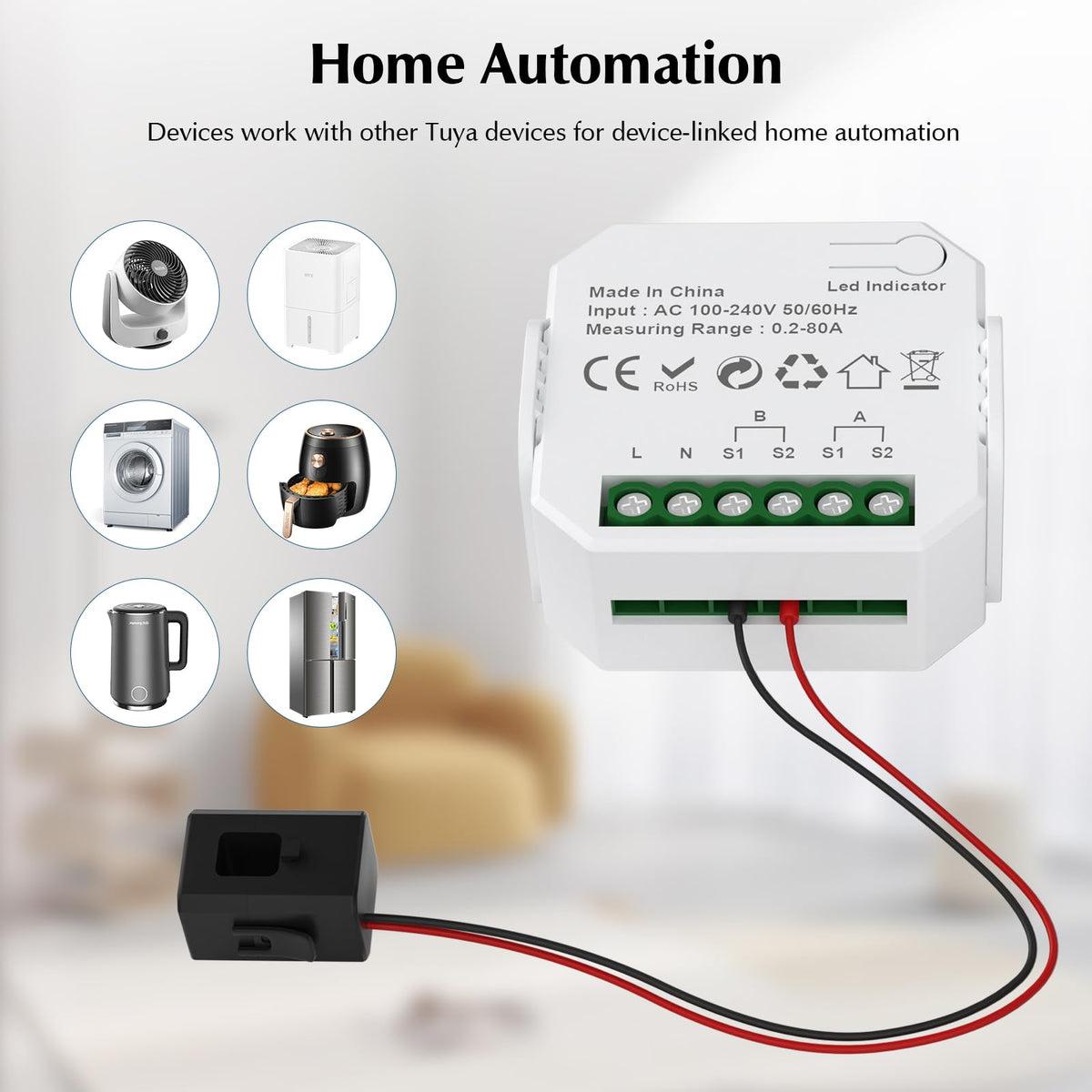 1-Channel WiFi Power Meter 80A Smart Energy Monitor J14248