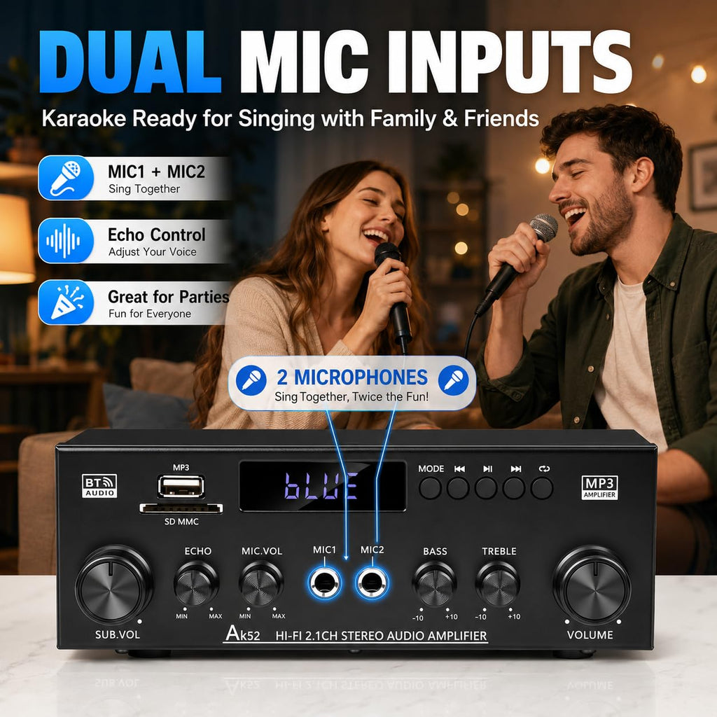 Bluetooth 5.0 2.1 Channel 400W Stereo Amplifier C355
