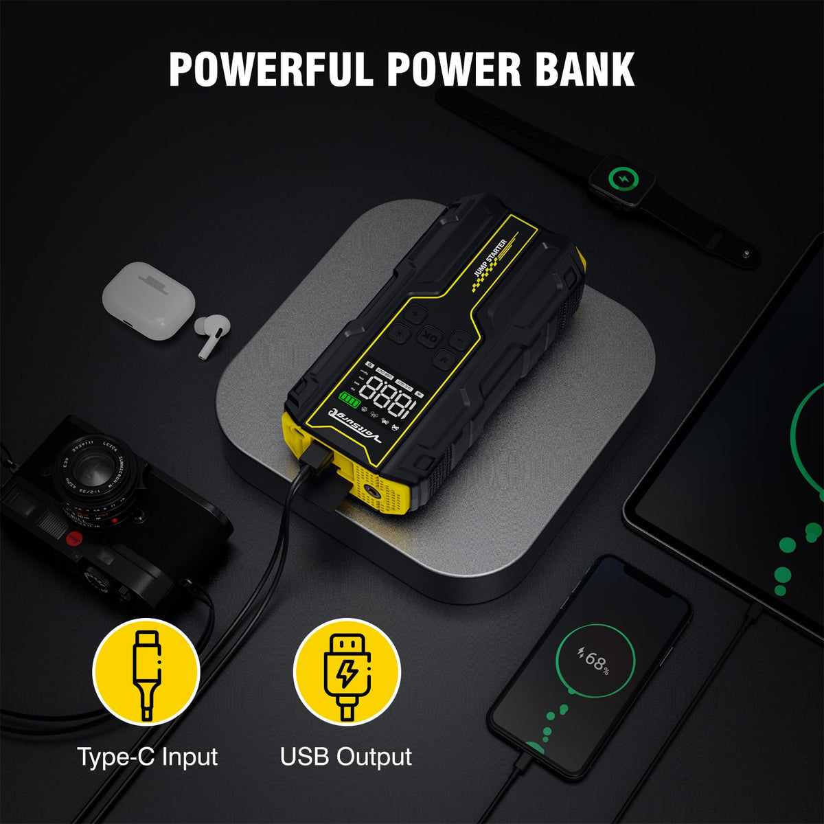 6000A Peak 12V Jump Starter with Air Compressor K506676