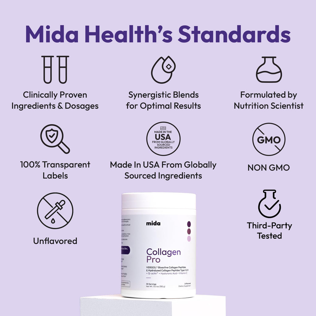 Hydrolyzed Collagen Peptides Type I & III with Vitamin C, Hyaluronic Acid, Biotin, Unflavored Powder, 30 Servings V176370