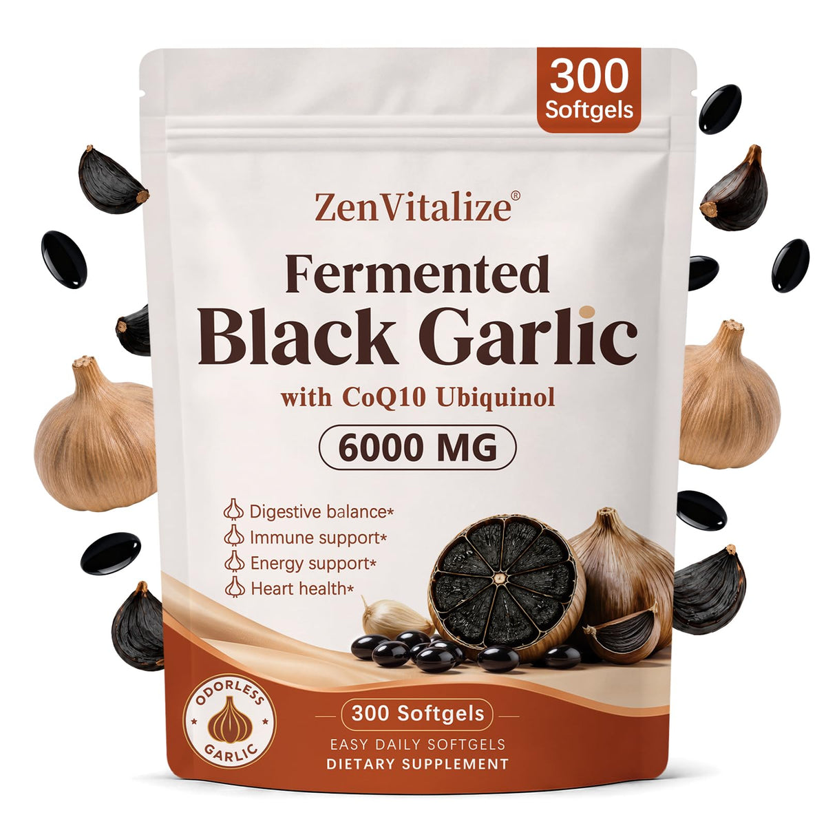 Black Garlic CoQ10 Vitamin K2 Softgels F518039