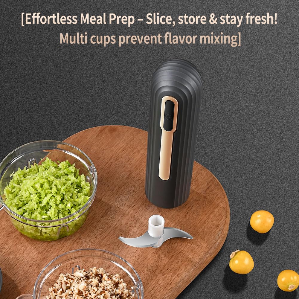 Electric Mini Food Processor, 4-Cup Portable USB, Black O47178