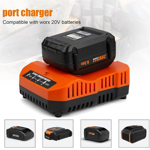 2 Pack 6.5Ah Replacement 20v Lithium Battery and Charger Kit Q28574