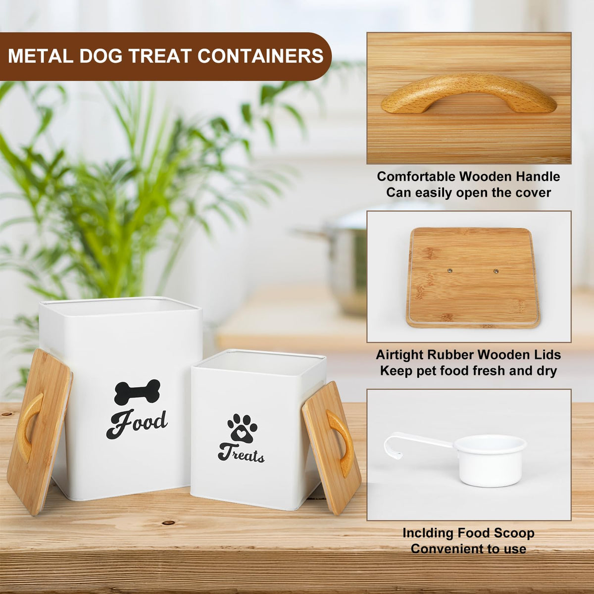 White 2PCS Airtight Dog Treat Container F59459
