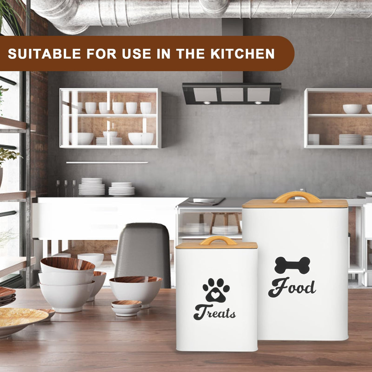 White 2PCS Airtight Dog Treat Container F59459