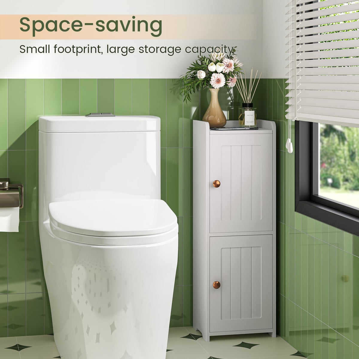 White Bathroom Storage Cabinet with 2 Doors P75113