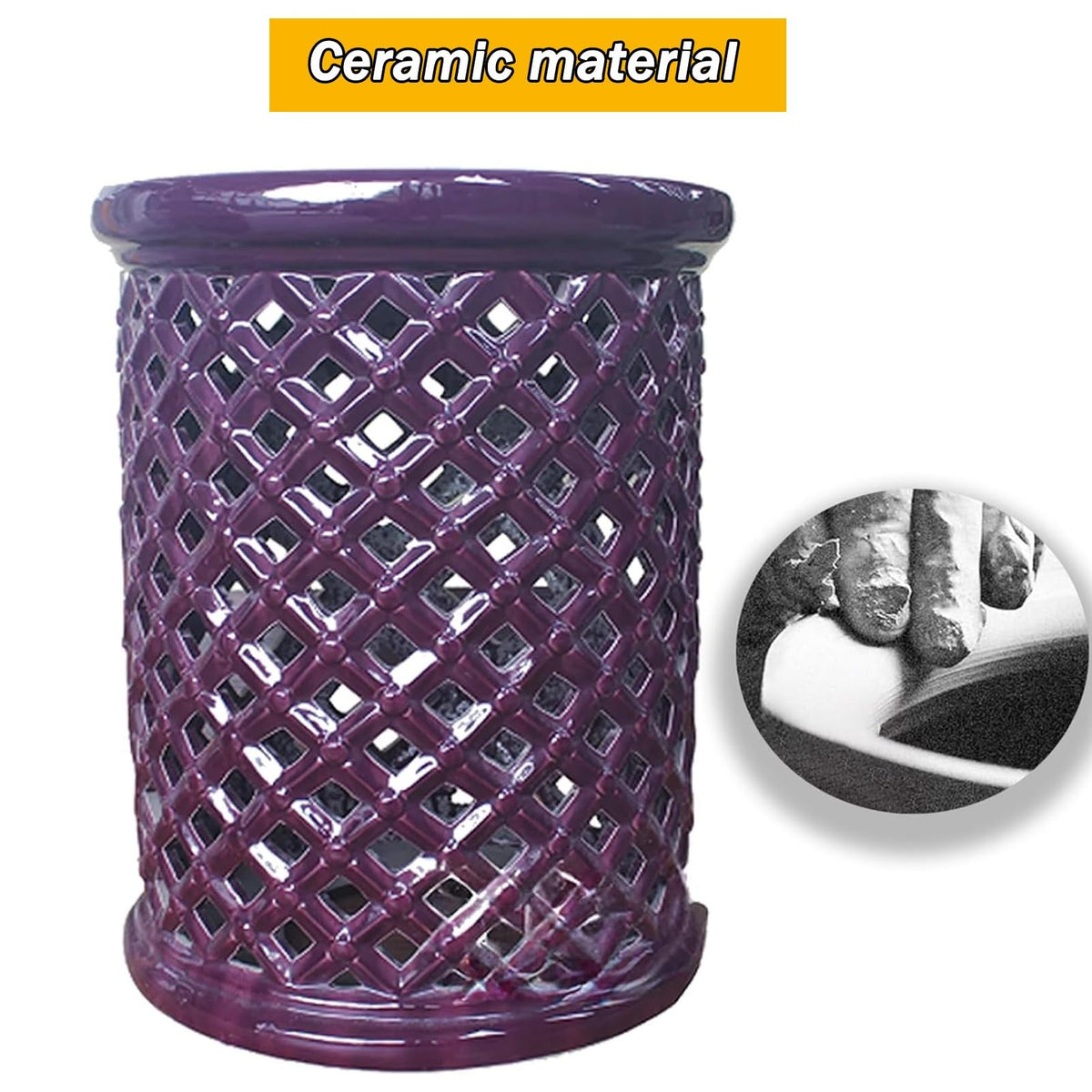 White Ceramic Decorative Garden Stool I466522