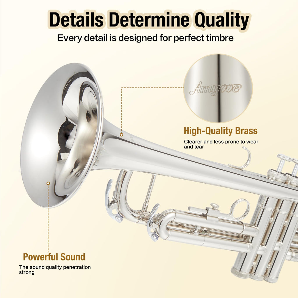 Nickel-Plated Brass Trumpet with Hard Case D8818