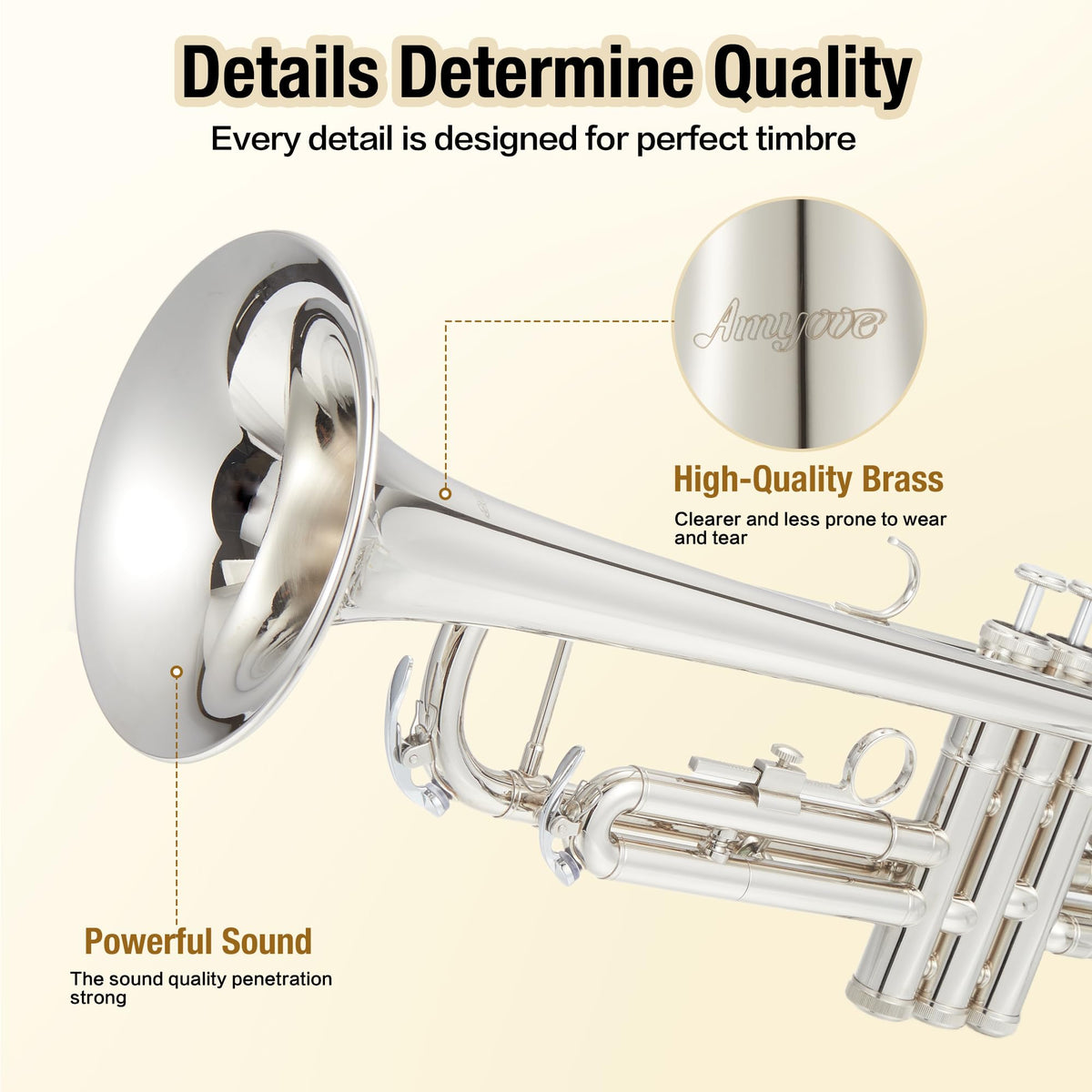 Nickel-Plated Brass Trumpet with Hard Case D8818