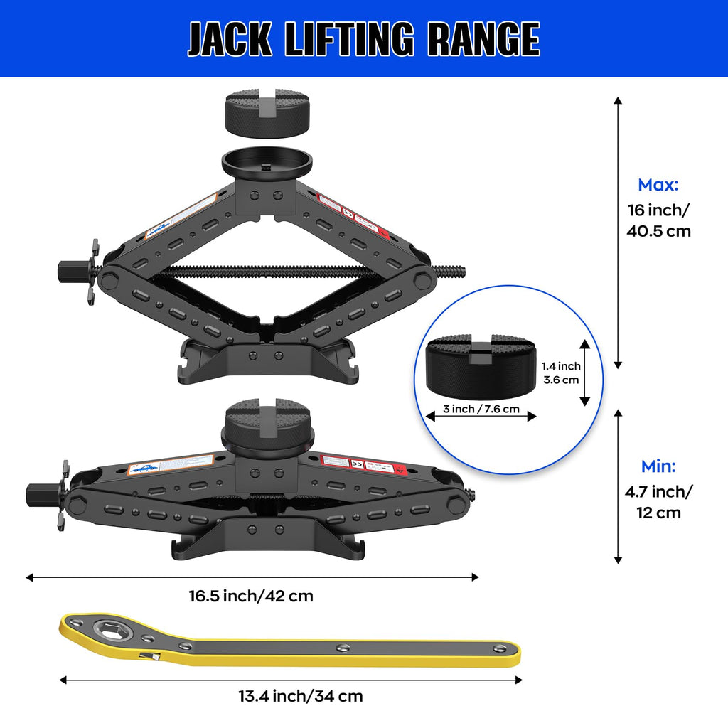 3 Ton Heavy Duty Scissor Jack Kit with Ratchet Wrench R1725