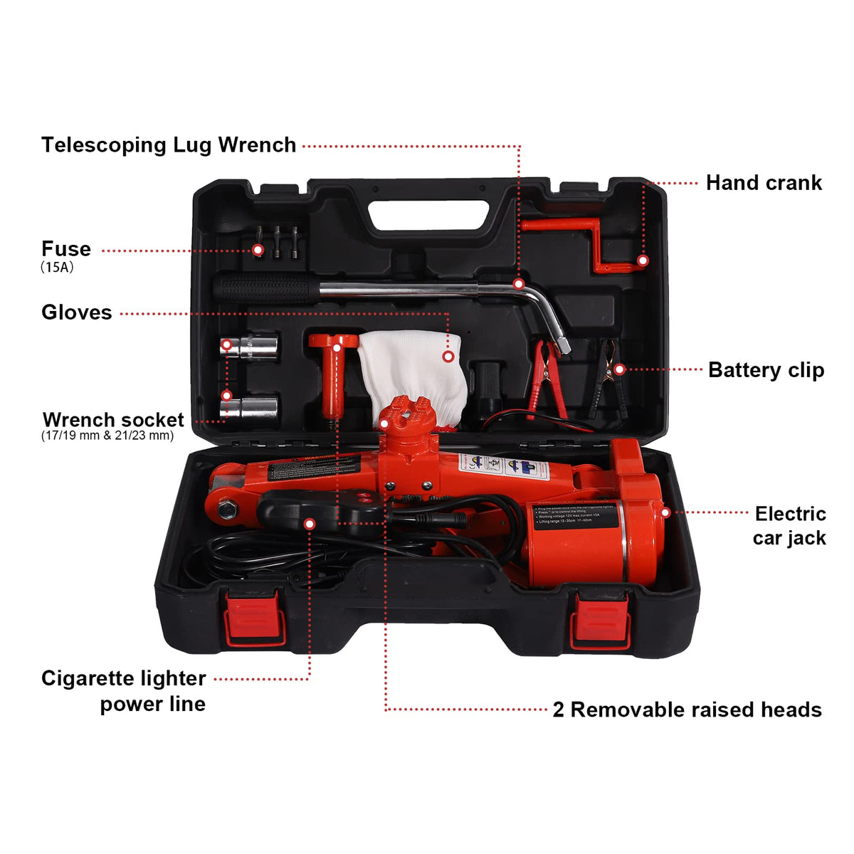 3 Ton Electric Car Scissor Jack with Telescoping Lug Wrench Y2499