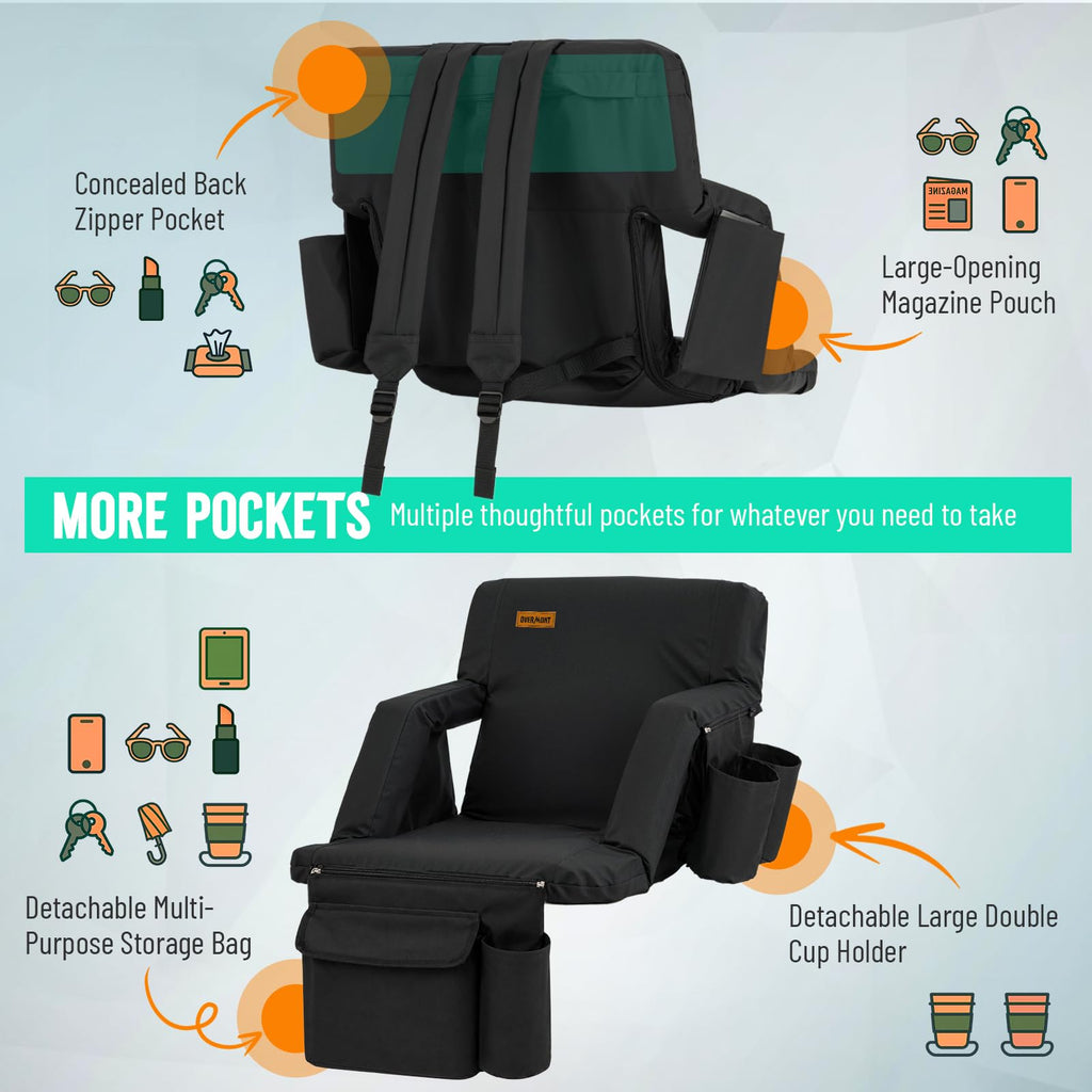 Stadium Seat with Back Support and Armrests 2-Pack L688