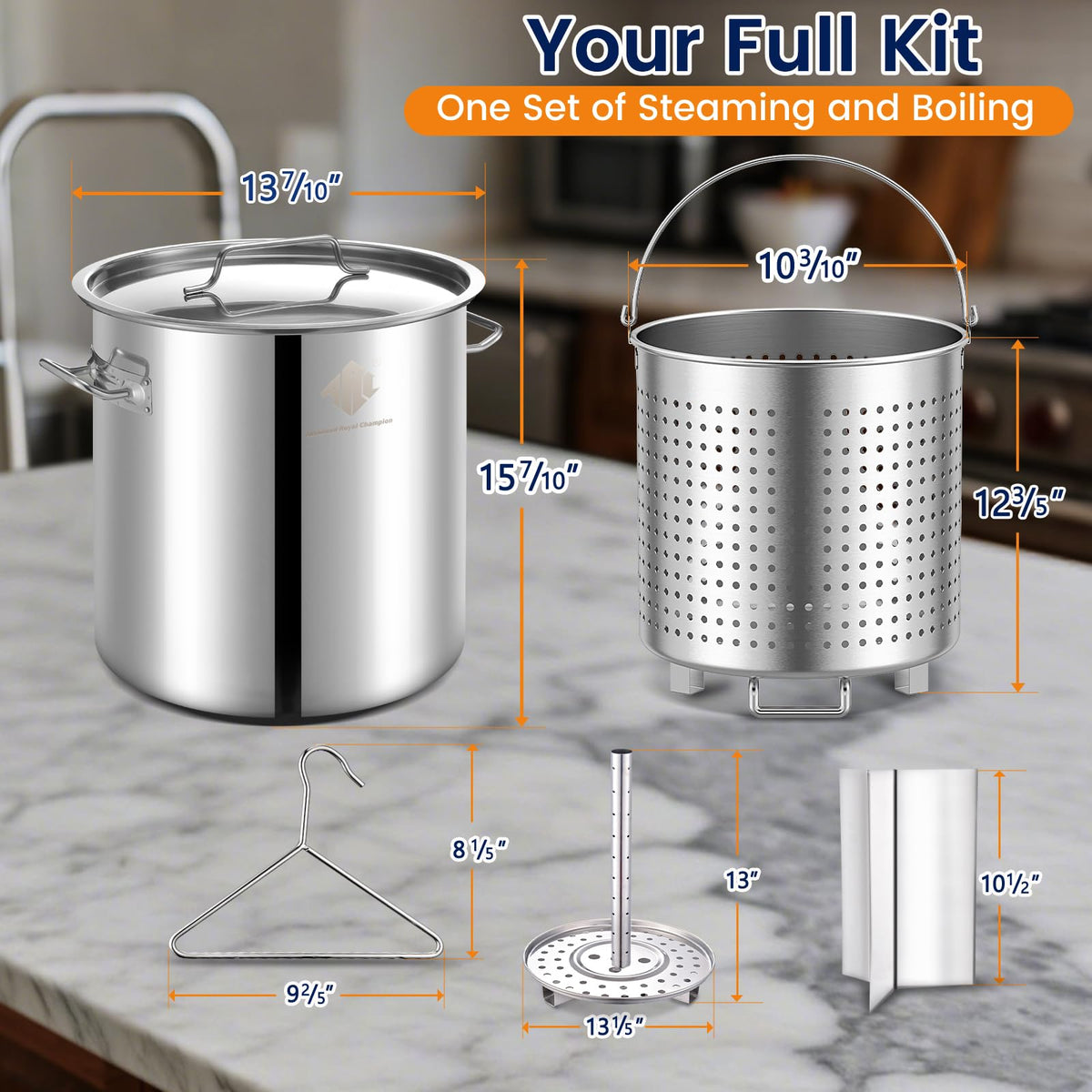 40QT Stainless Steel Stockpot with Basket K617