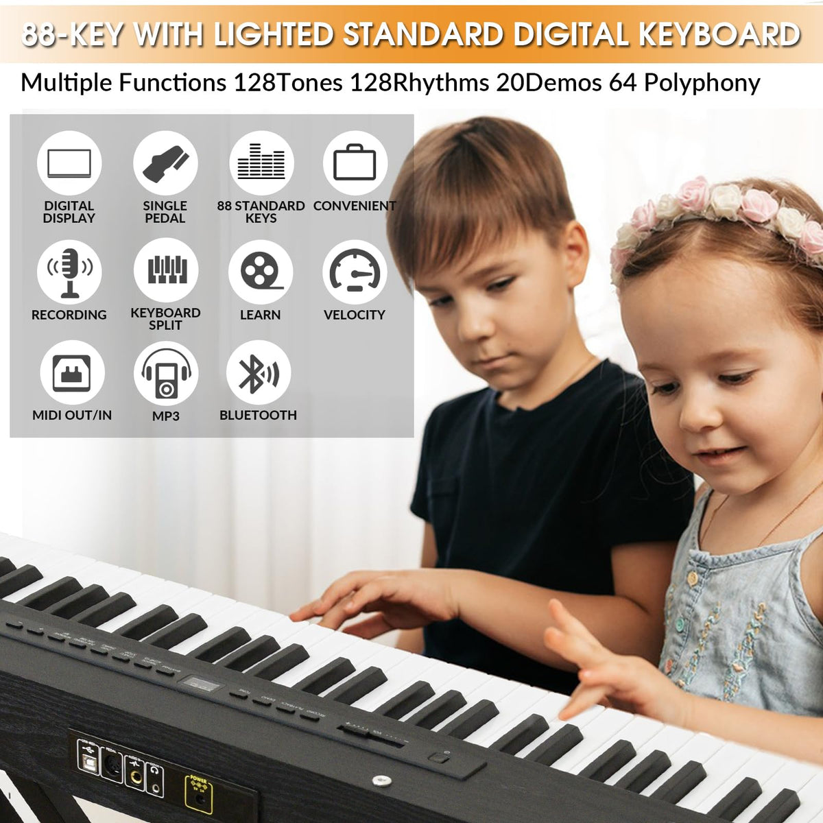 88 Key Semi Weighted Digital Piano with Stand V930