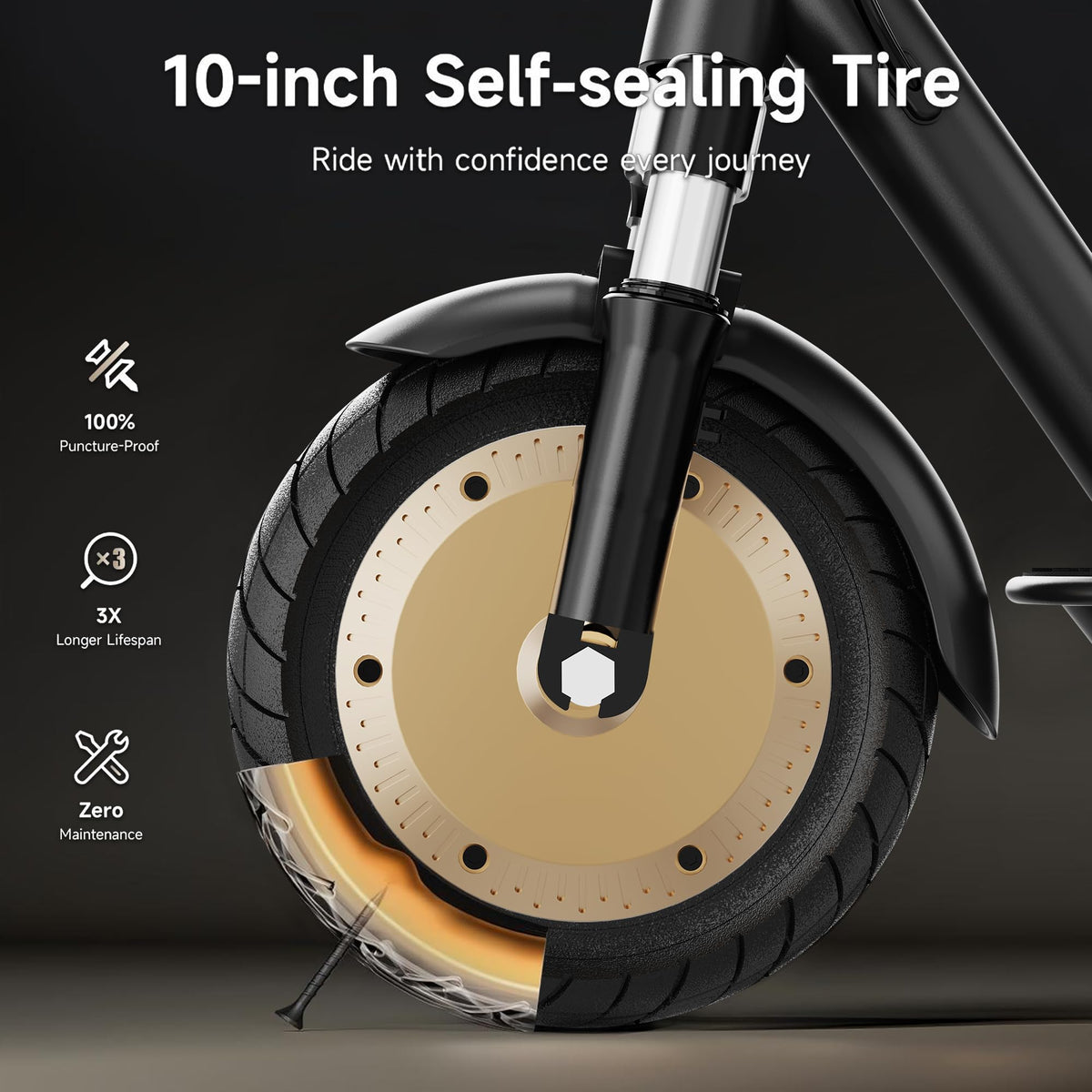 Electric Scooter with Solid Tires, Dual Suspension, Folding L2109