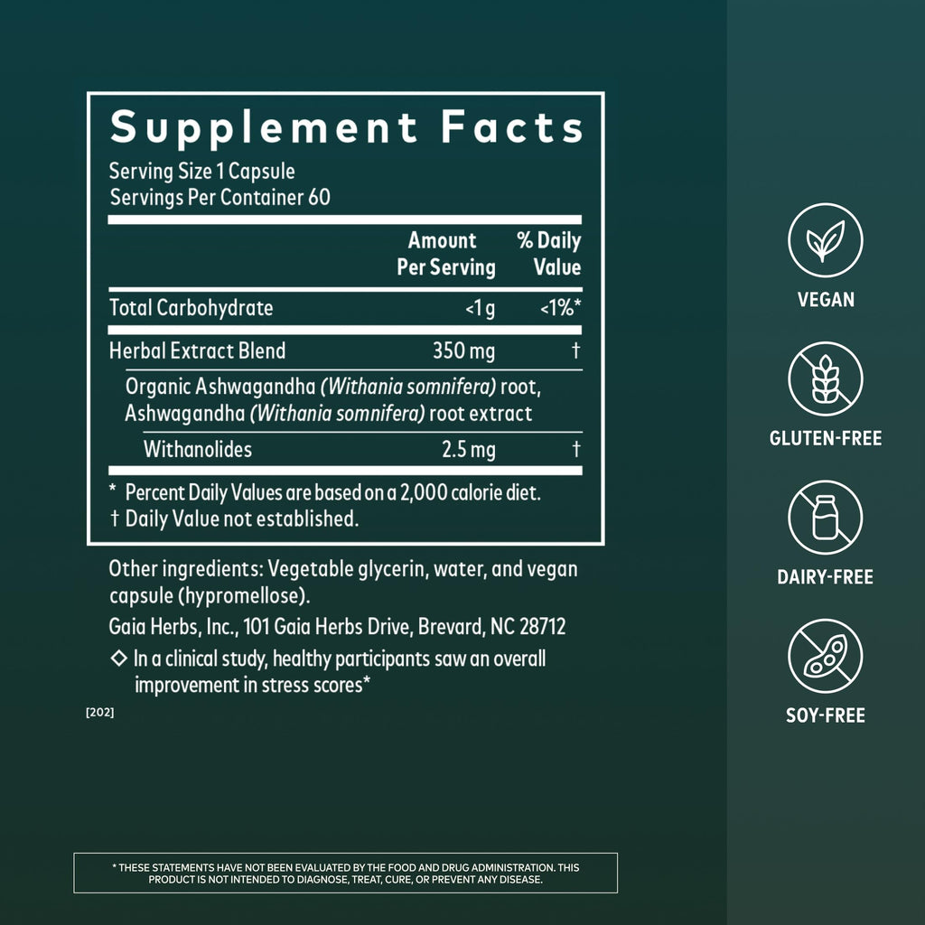 Ashwagandha Root 350 mg 60 Vegan Capsules H609