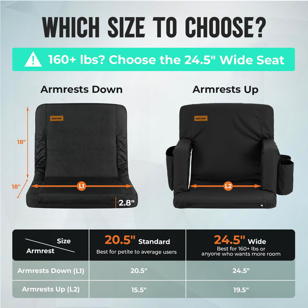 Stadium Seat with Back Support and Armrests 2-Pack L688
