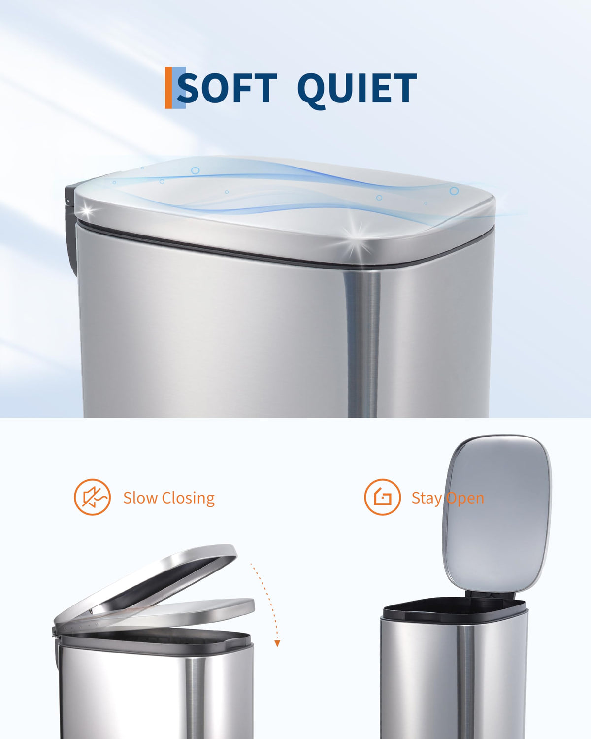 50L Stainless Steel Step Trash Can with Lid P29139