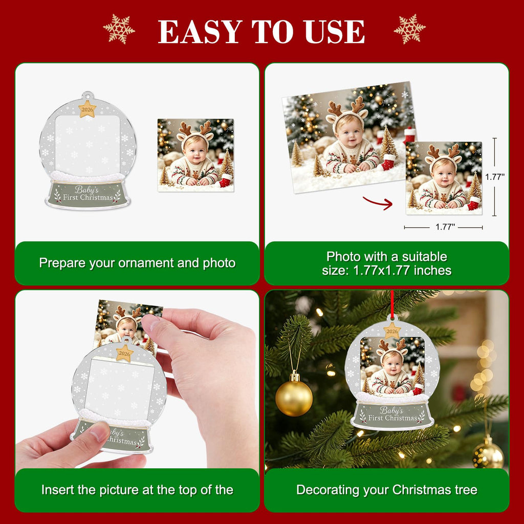 Baby's First Christmas Ornament 2026 Acrylic Photo Frame Ornament W8051