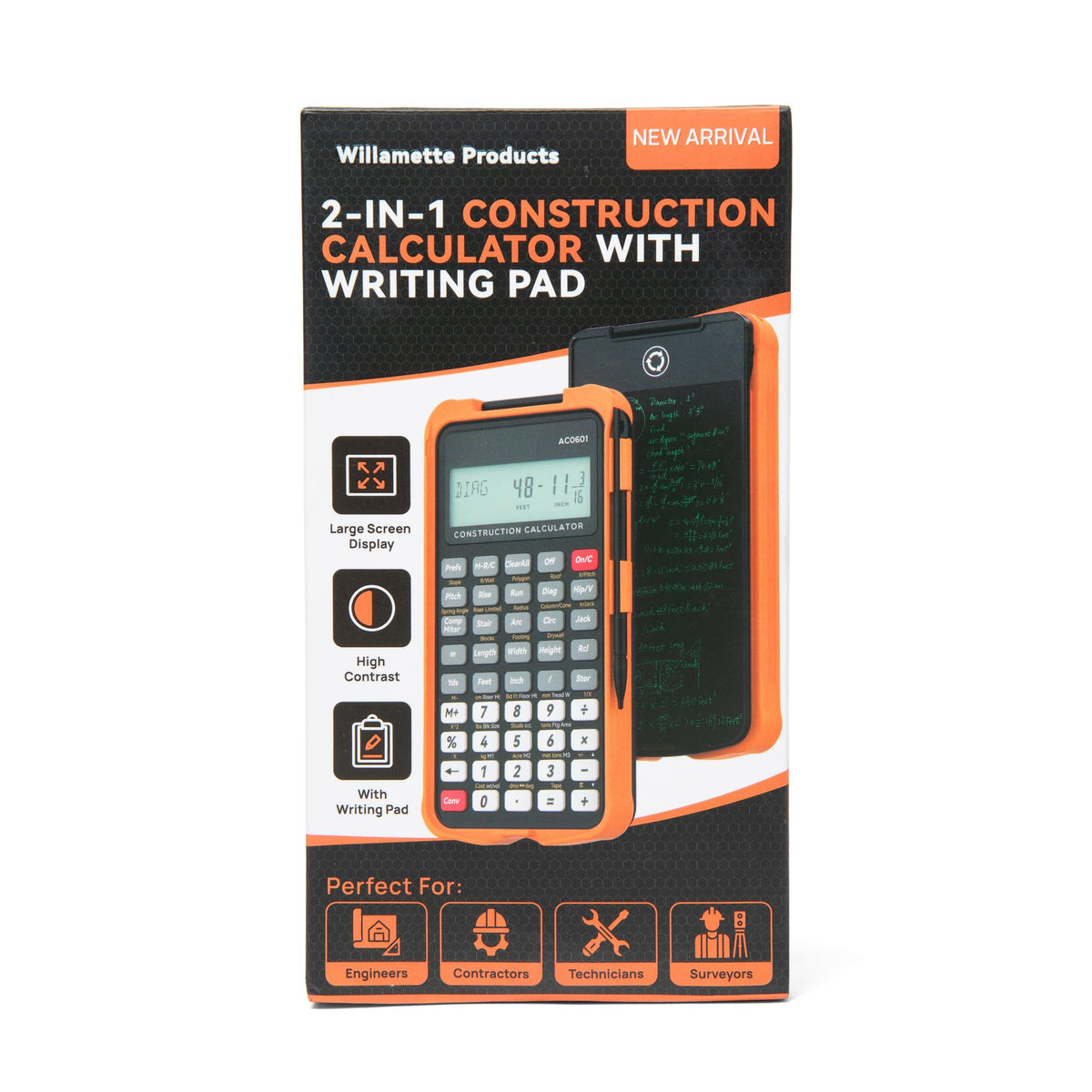 Construction Calculator with Writing Tablet, Feet Inch Fraction Q86662