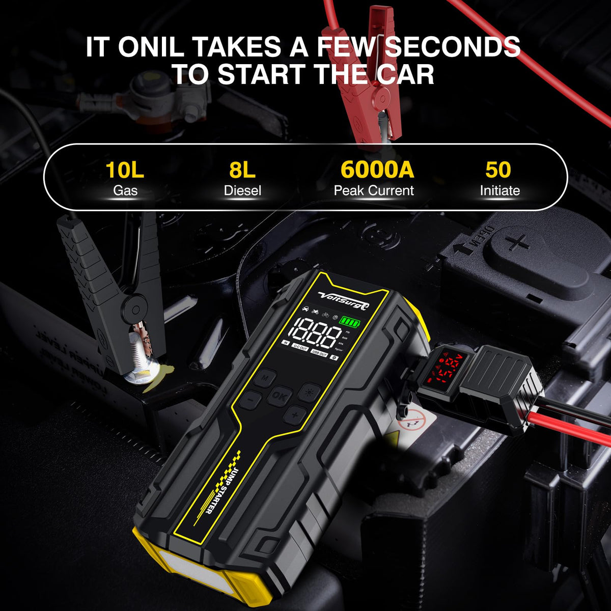 6000A Peak 12V Jump Starter with Air Compressor K506676
