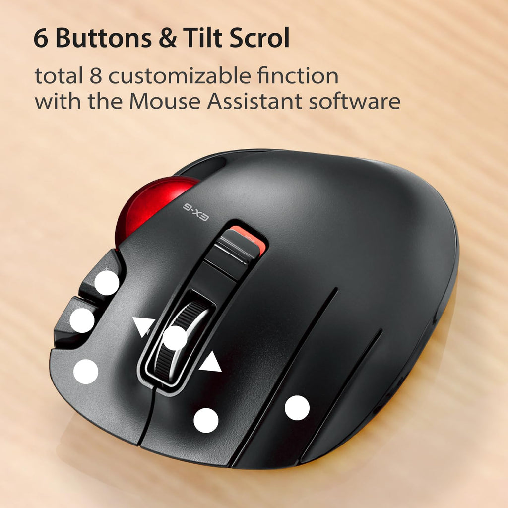 Wireless Left Handed Thumb Control Trackball Mouse Q950