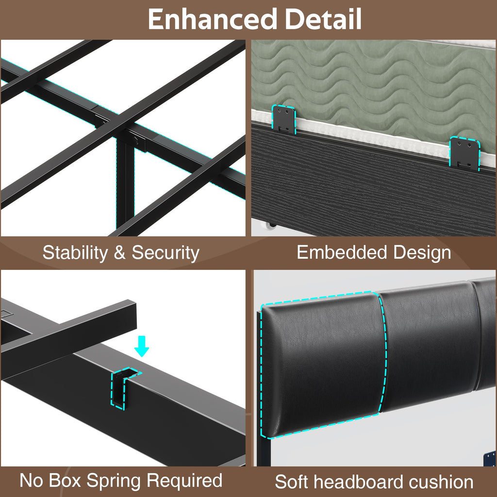 Black Corner Bed Frame Full with Storage and Desk T300593