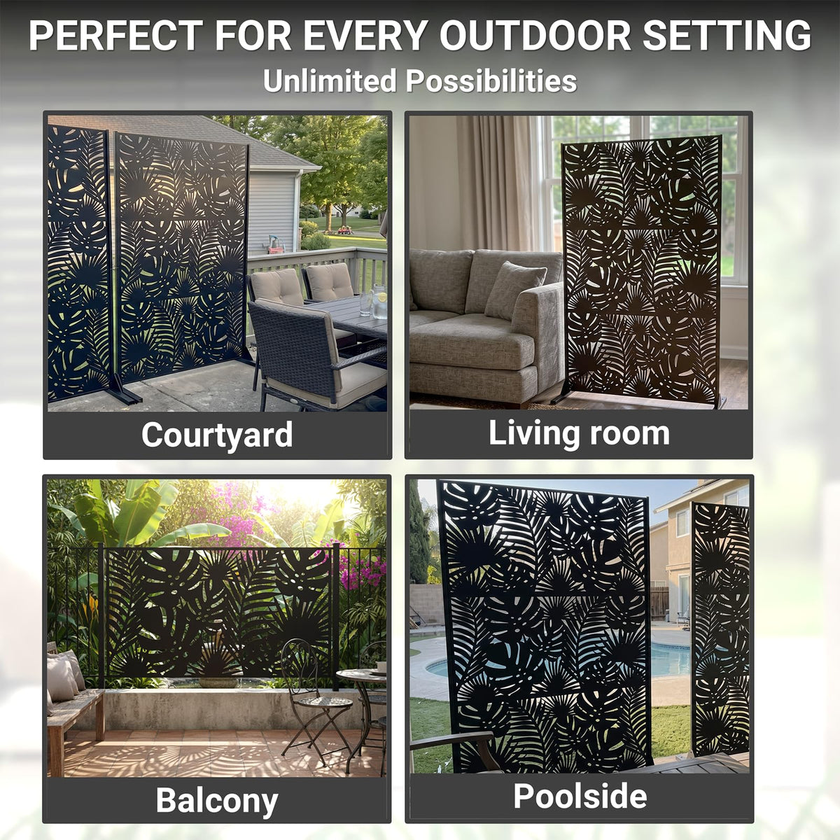 72in Laser Cut Steel Privacy Screen Y89786