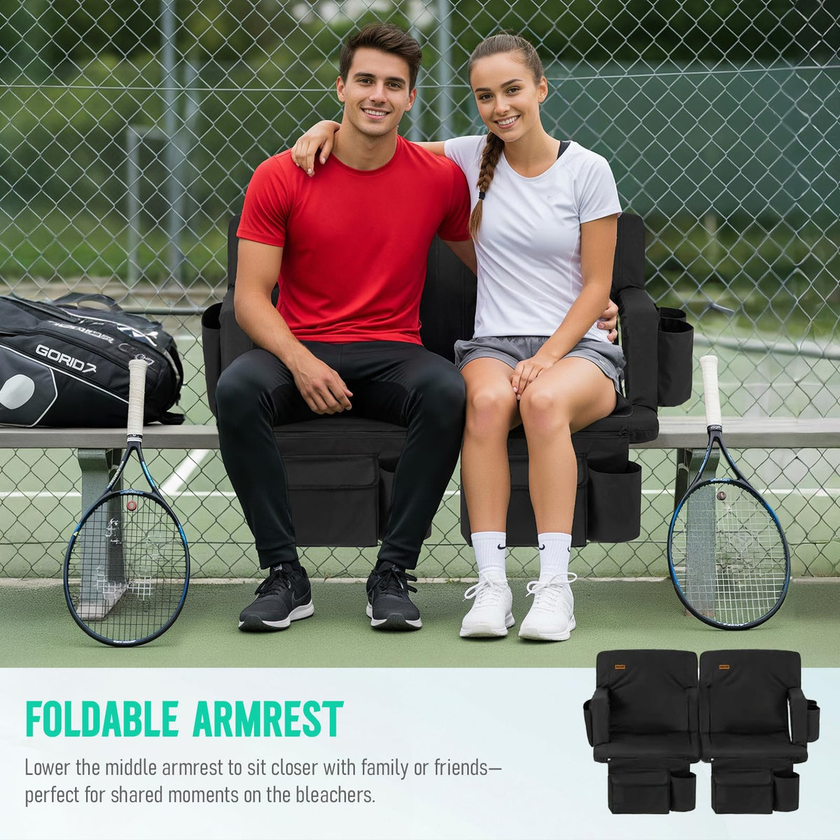 Stadium Seat with Back Support and Armrests 2-Pack L688