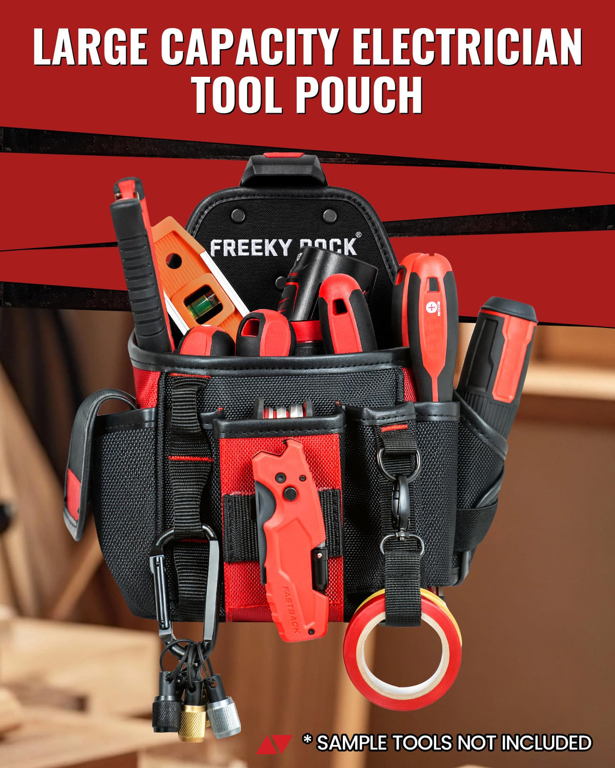 Heavy Duty Tool Belt with 2 Tool Pouches, Adjustable Work Belt I879154