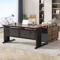 63 Inch L Shaped Computer Desk with File Cabinet and Storage Shelves L9241
