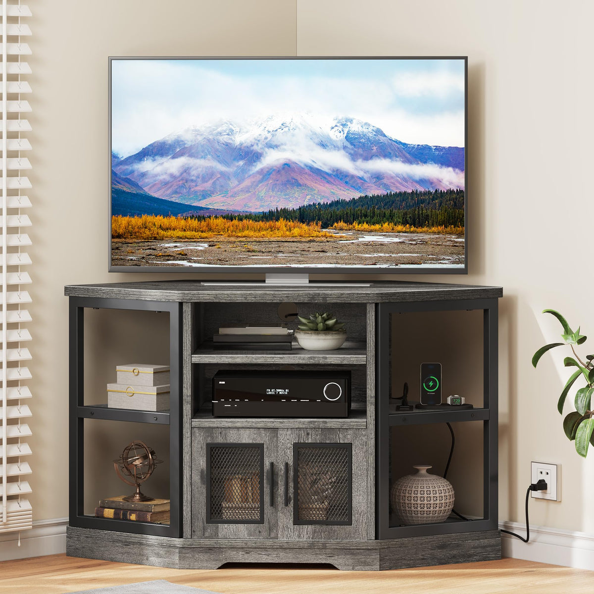Grey Oak Corner TV Stand Z457268